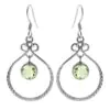 Hammered Silver Drops With Hanging Stone (Green Amethyst, Rainbow Moonstone)