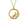 Alex Monroe Column Loop Necklace With Howling Wolf (Silver/Gold)