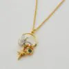 Alex Monroe Stowaway Mouse Charm Necklace with Guiding Star & London Blue Topaz