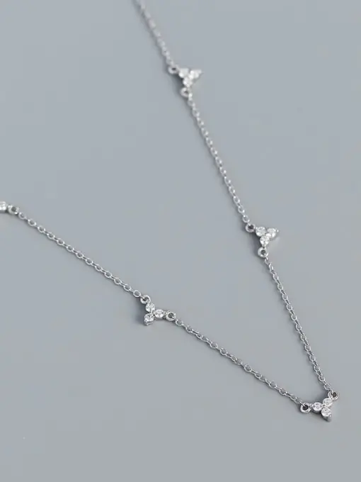 Platinum-925-Sterling-Silver-Cubic-Zirconia-Geometric-Minimalist-Necklace