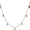 Multicoloured Gemstone Silver Necklace