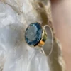 Swiss Blue Topaz Statement Ring set in 9ct Gold on Silver Band