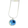 Blue Topaz Pendant Set in Rolled Gold on Gold Vermail Chain