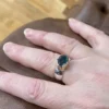London Blue Topaz Ring set in 9ct Gold on Silver Band