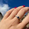 Fi Mehra Blue Sapphire Set in 9ct Gold Ring Silver Band