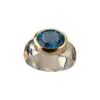 London Blue Topaz Ring set in 9ct Gold on Silver Band