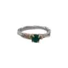 Fi Mehra Emerald Gold Set Ring on Twisted Silver Band