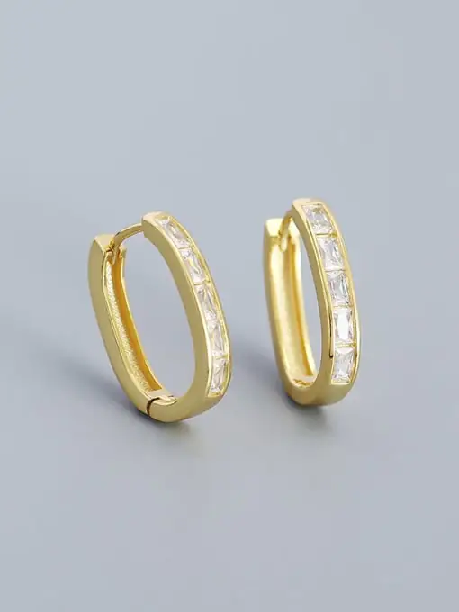 Gold-(white-stone)-925-Sterling-Silver-Cubic-Zirconia-Geometric-Minimalist-Huggie-Earring