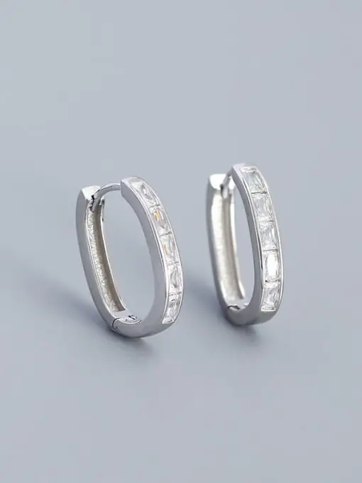 Platinum-(white-stone)-925-Sterling-Silver-Cubic-Zirconia-Geometric-Minimalist-Huggie-Earring
