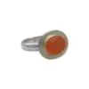 18ct Gold & Silver Cabochon Fire Opal Ring