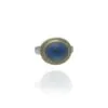 Silver & 9ct Gold Cabochon Aquamarine Ring