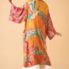 Powder Golden Cranes Kimono Gown