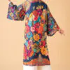 Powder Vintage Floral Kimono Gown in Ink