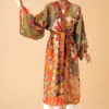 Powder 70s Kaleidoscope Floral Kimono Gown – Sage