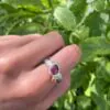 Fire Opal and Pink Tourmaline Ring