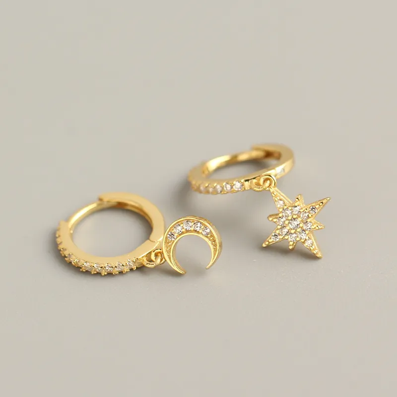 Elegant-Star-Moon-Sterling-Silver-Plating-Rhinestones-Earrings-1-Pair