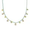 Blue Enamel Necklace With Crystal Waterdrops