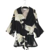 One Hundred Stars Wrap Kimono Stork Black