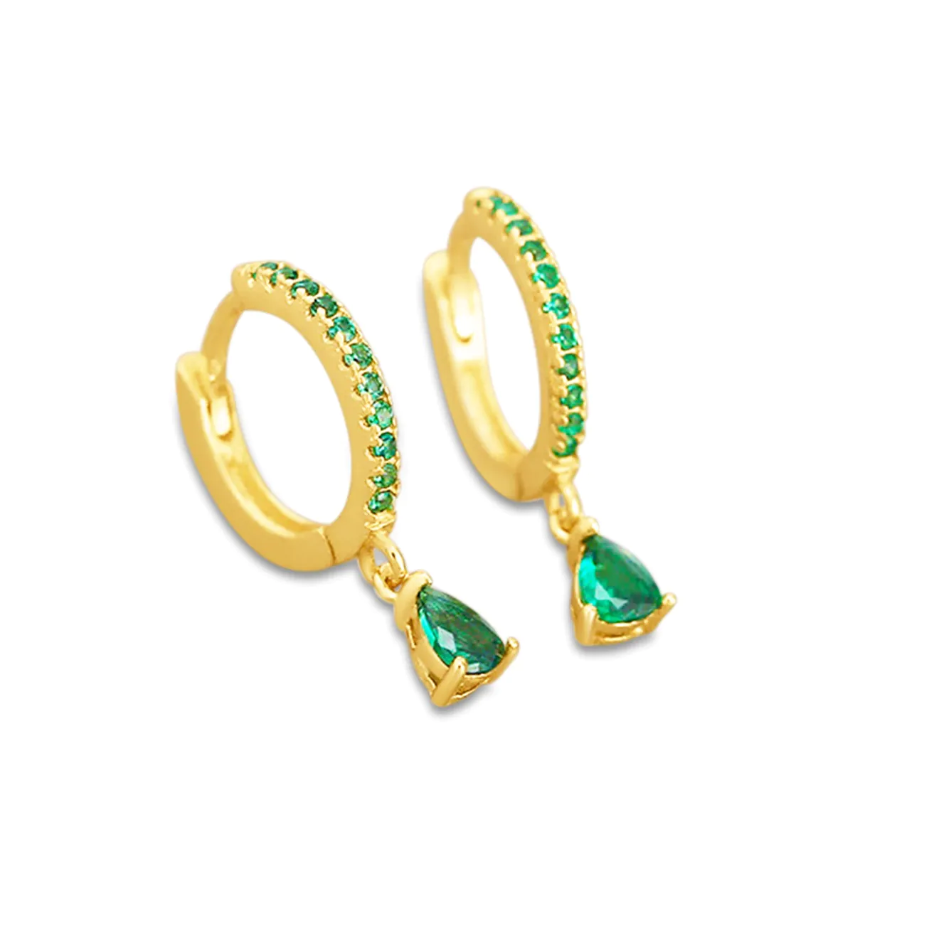 n Green Crystal Teardrop Huggies