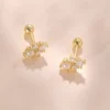 Crystal And Pearl Labret Single Earring