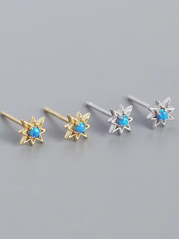 ACEE-925-Sterling-Silver-Opal-Star-Minimalist-Huggie-Earring (2)