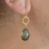 Circle Gemstone Drop Earrings Labradorite