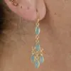 Gemstone 5 Drops Faceted Earrings Aqua Chalcedony