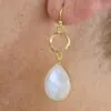 Circle Gemstone Drop Earrings Moonstone