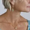 Gemstone 5 Drops Faceted Earrings Aqua Chalcedony