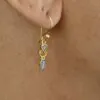 Ornate Petite Double Gem Drop Earriings Labradorite