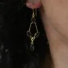 Chain Detail Cabochon Drop Earrings Black Onyx