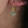 Gemstone Oval Drop Earrings Aqua Chalcedony