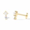 Single-Gold-Style-1-925-Sterling-Silver-Cubic-Zirconia-Geometric-Single-Earring-With-Flat-backs