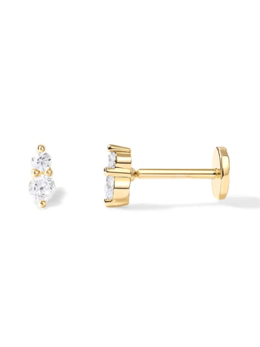 Single-Gold-Style-2-925-Sterling-Silver-Cubic-Zirconia-Geometric-Single-Earring-With-Flat-backs