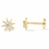 Single-Gold-Style-5-925-Sterling-Silver-Cubic-Zirconia-Geometric-Single-Earring-With-Flat-backs