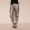 Suzy D Vegan Leather Joggers Metallic Grey
