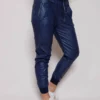 Suzy D Faux Leather Joggers Navy