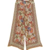One Hundred Stars Indian Flower Taupe Crepe Palazzo Pant