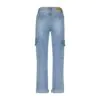 Red Button Light Blue Cargo Jeans