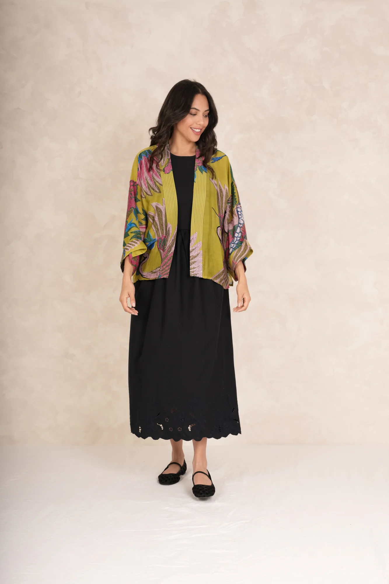 Cranes-Olive-Short-Kimono_1