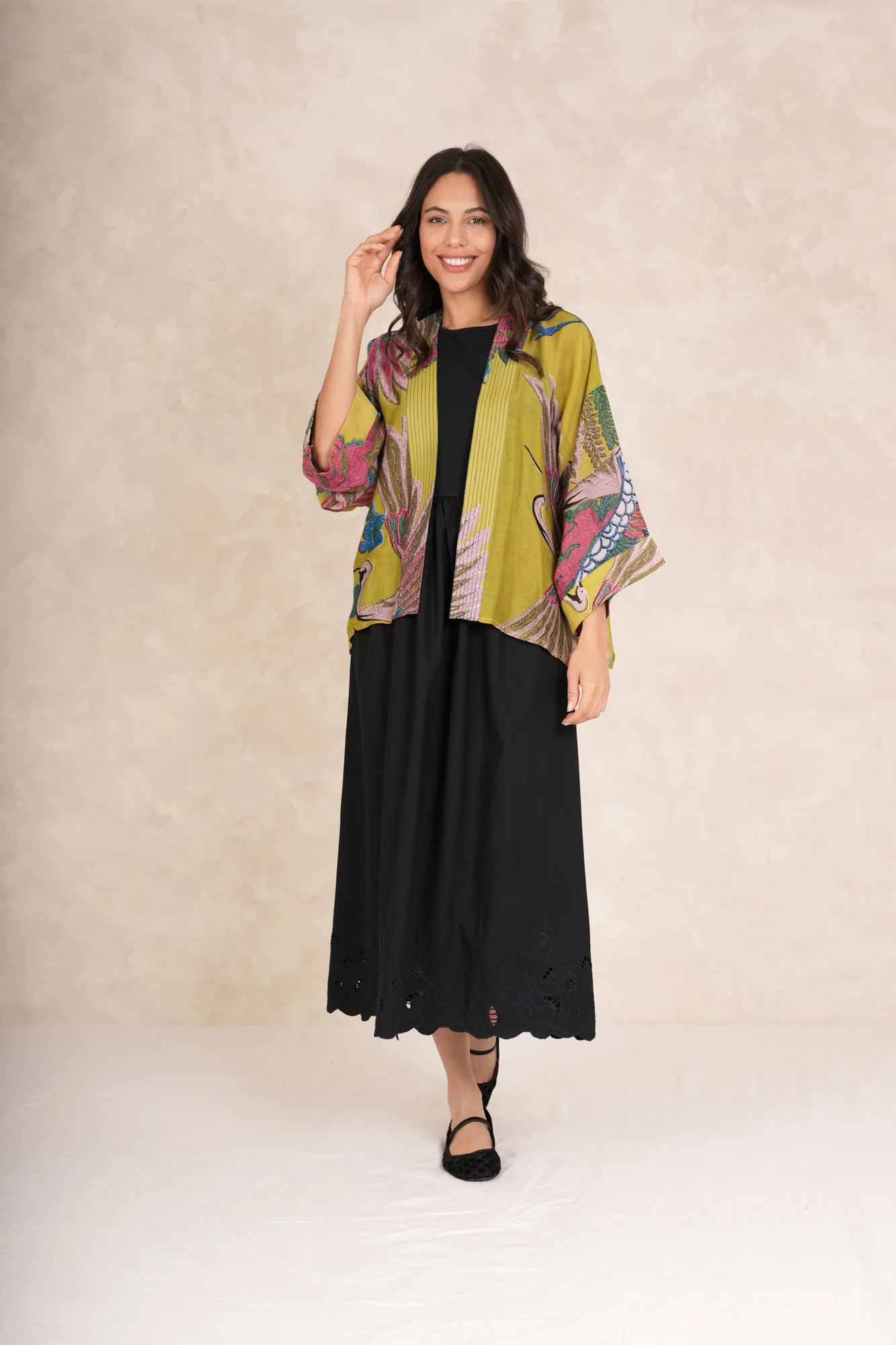 Cranes-Olive-Short-Kimono_2